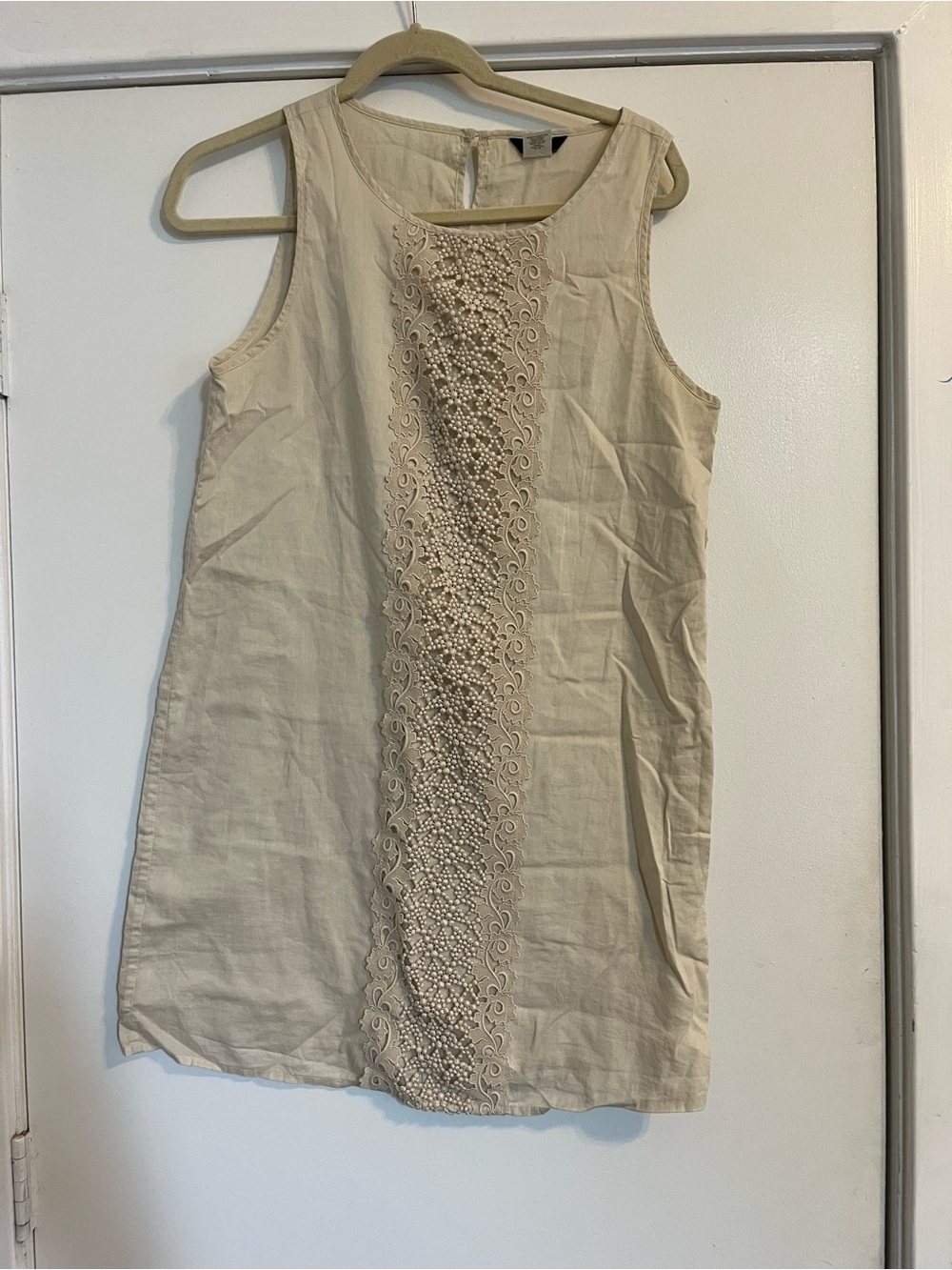 J. Crew Cream Embroidered lace Mini Dress cotton size small sleeveless tank